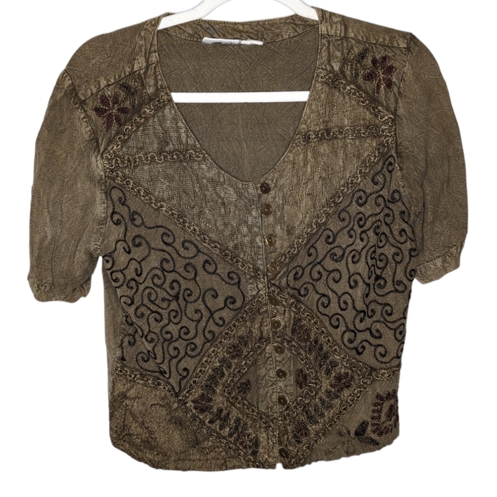 Y2K vintage Victorian Hippie Renaissance button up top size woman's medium